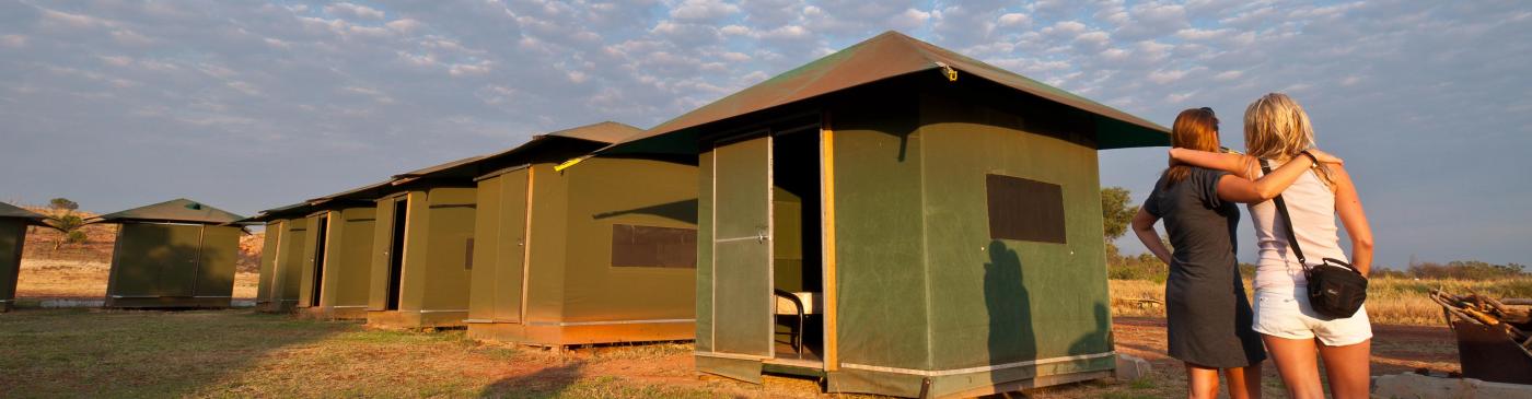 Red Centre permanent tent campsites with shared facilities 